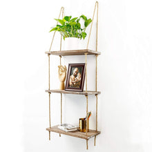 Rustic Wooden Hanging Rope Shelf