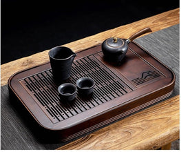 Natural Bamboo Wood Tea Plate Set-