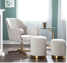LumiSource® Marla 2-Piece Nesting Ottoman Set in Cream/Gold
